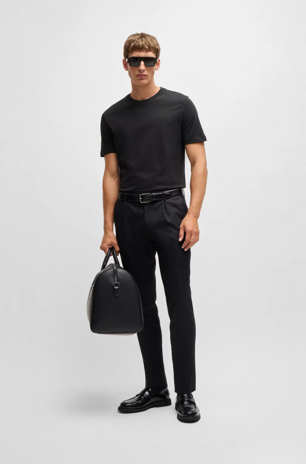Cotton-jersey regular-fit T-shirt with ribbed collar