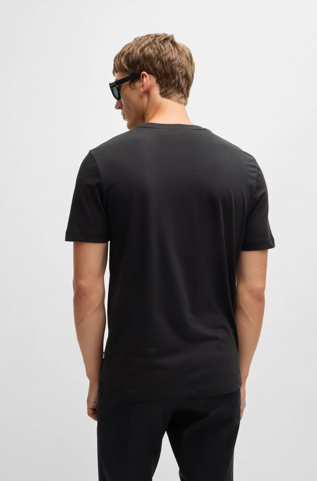 Cotton-jersey regular-fit T-shirt with ribbed collar